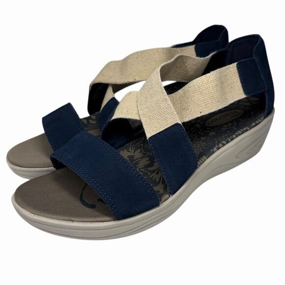 Wedge Comfort Sandals Womens 10 WW Navy Beige Explore24 by Easy Spirit Esmatilde - Picture 1 of 8